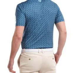 FootJoy Men's Leaping Dolphins Print Lisle Golf Polo Shirt -Clothing Shop 0074800 footjoy mens leaping dolphins print lisle golf polo shirt