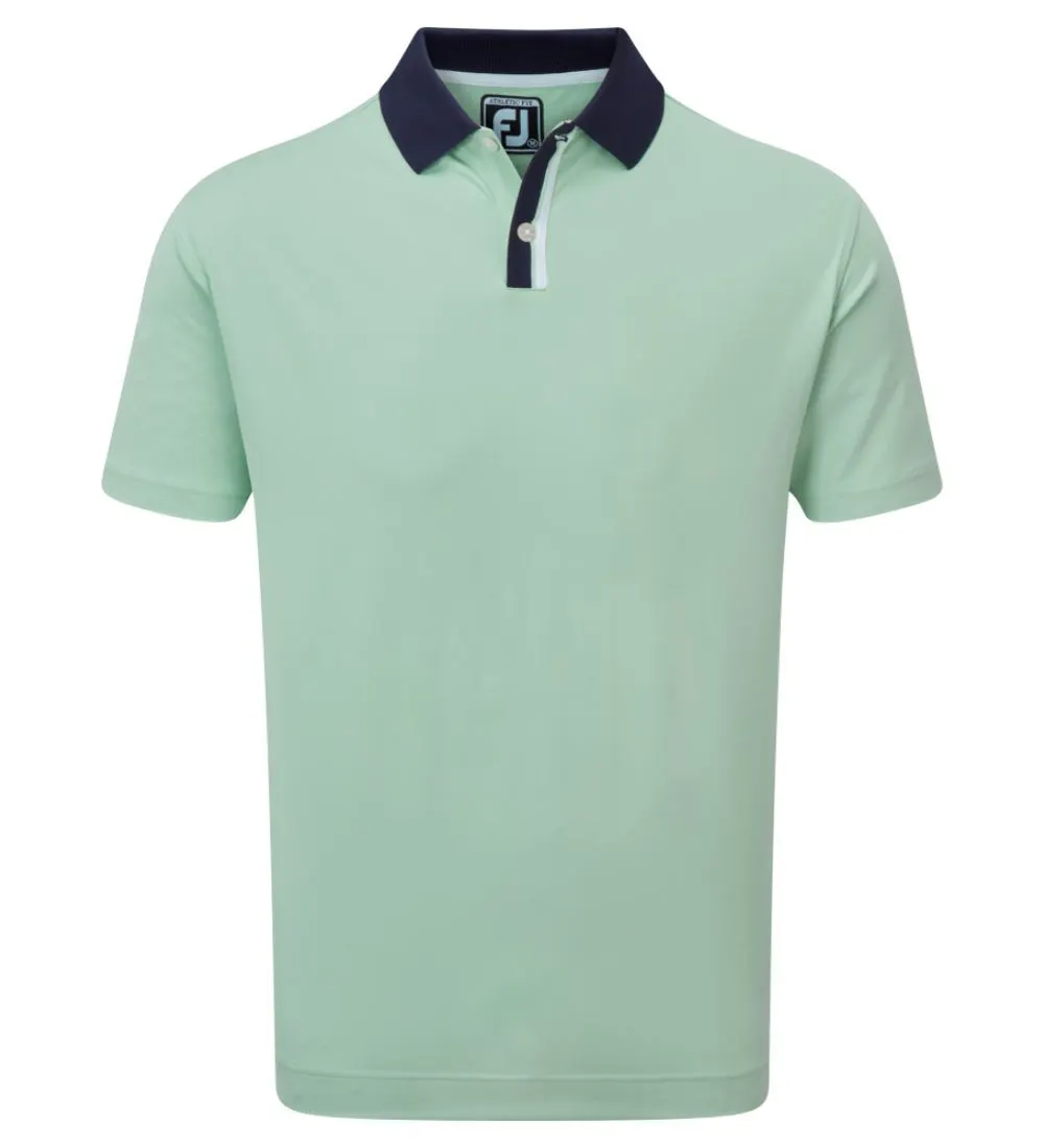 FootJoy Men's Solid Stripe Placket Pique Golf Polo Shirt 1 FootJoy Men's Solid Stripe Placket Pique Golf Polo Shirt