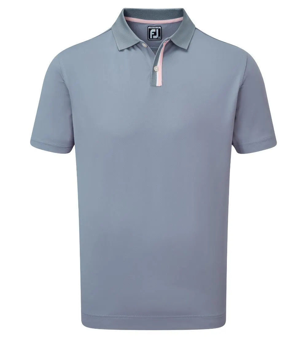 FootJoy Men's Solid Stripe Placket Pique Golf Polo Shirt 2 FootJoy Men's Solid Stripe Placket Pique Golf Polo Shirt - Image 2