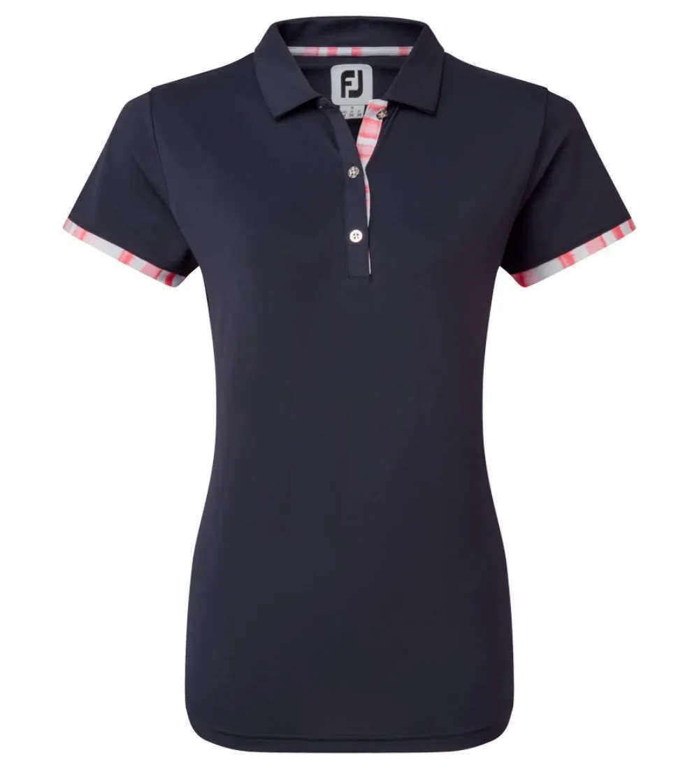 FootJoy Ladies Watercolour Trim Pique Golf Polo Shirt 1 FootJoy Ladies Watercolour Trim Pique Golf Polo Shirt