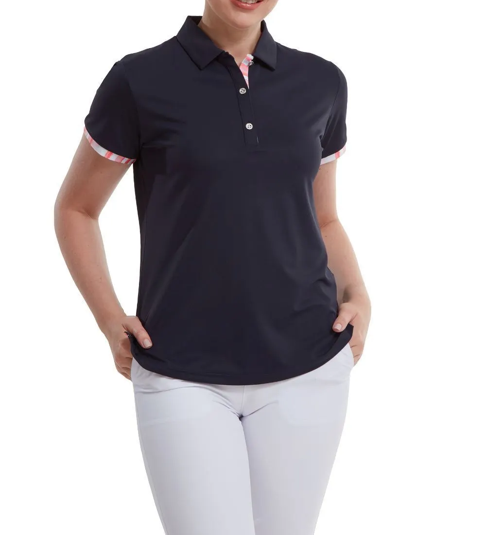 FootJoy Ladies Watercolour Trim Pique Golf Polo Shirt 2 FootJoy Ladies Watercolour Trim Pique Golf Polo Shirt - Image 2