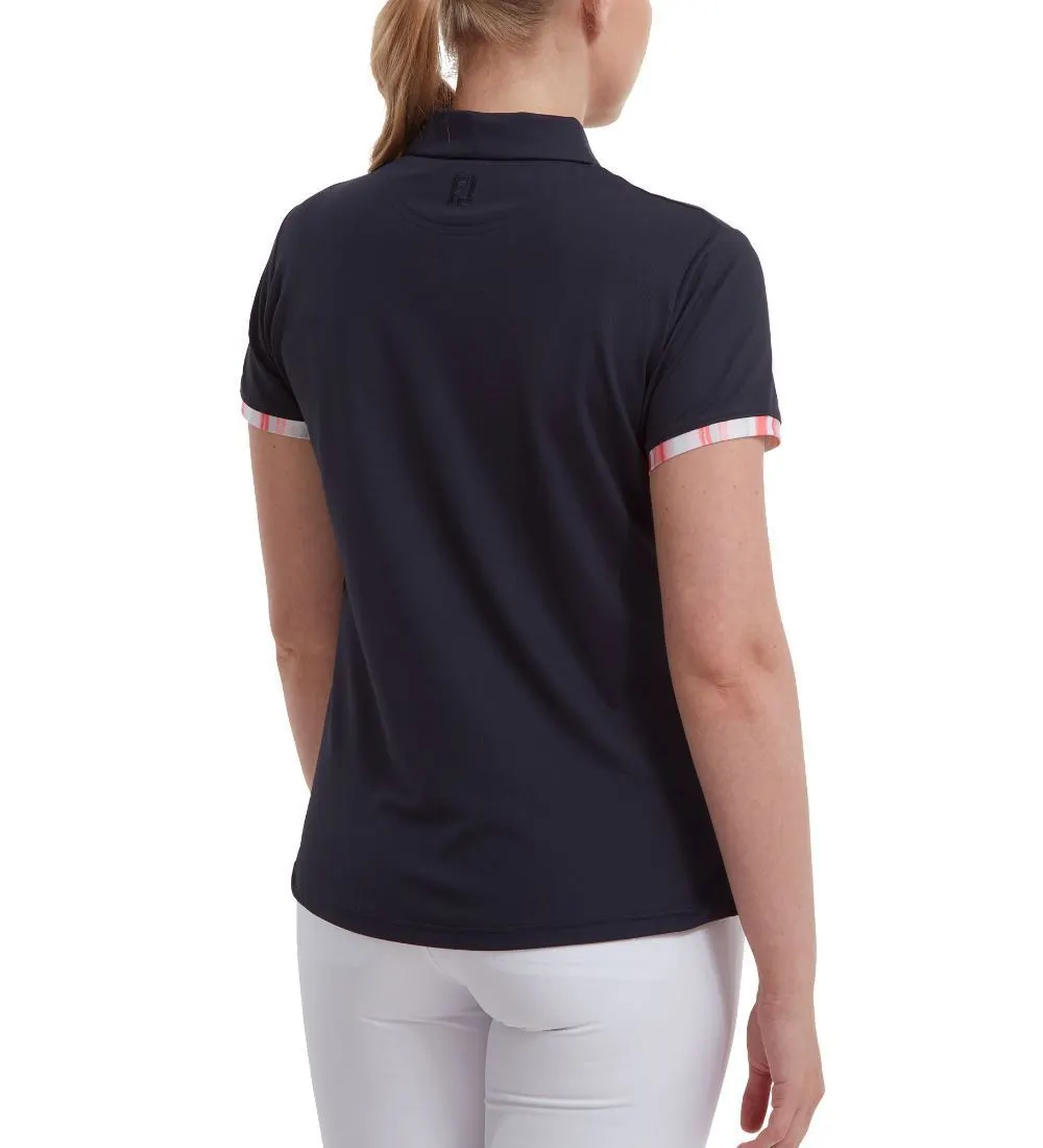 FootJoy Ladies Watercolour Trim Pique Golf Polo Shirt 4 FootJoy Ladies Watercolour Trim Pique Golf Polo Shirt - Image 4