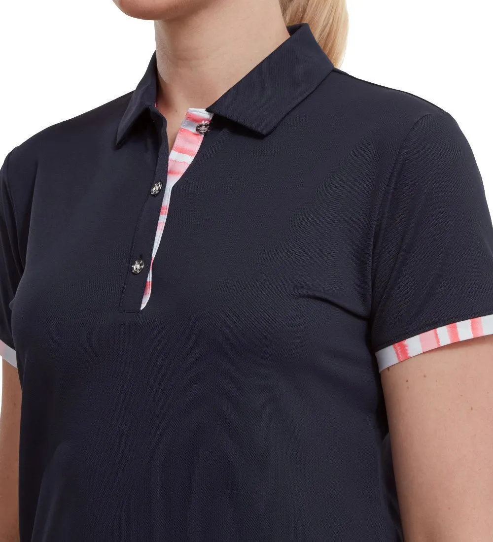 FootJoy Ladies Watercolour Trim Pique Golf Polo Shirt 3 FootJoy Ladies Watercolour Trim Pique Golf Polo Shirt - Image 3