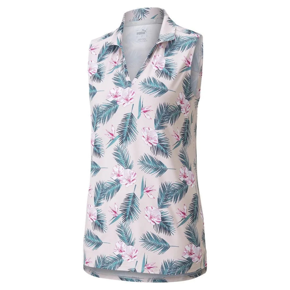 Puma Ladies Cloudspun Paradise Sleeveless Golf Polo Shirt 1 Puma Ladies Cloudspun Paradise Sleeveless Golf Polo Shirt