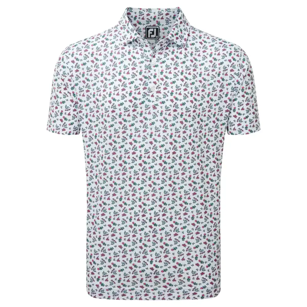 FootJoy Men's Mini Floral Golf Polo Shirt 2 FootJoy Men's Mini Floral Golf Polo Shirt - Image 2