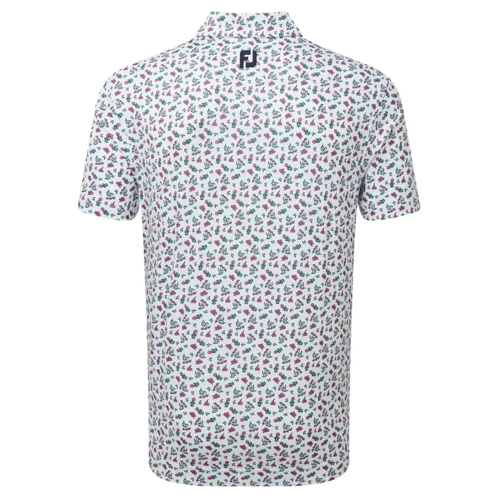 FootJoy Men's Mini Floral Golf Polo Shirt 4 FootJoy Men's Mini Floral Golf Polo Shirt - Image 4