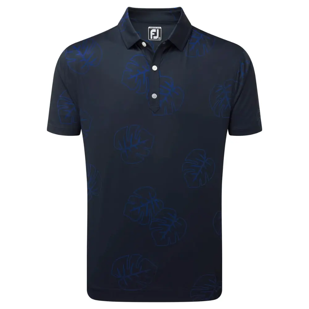 FootJoy Men's Jungle Leaf Pique Golf Polo Shirt 2 FootJoy Men's Jungle Leaf Pique Golf Polo Shirt - Image 2